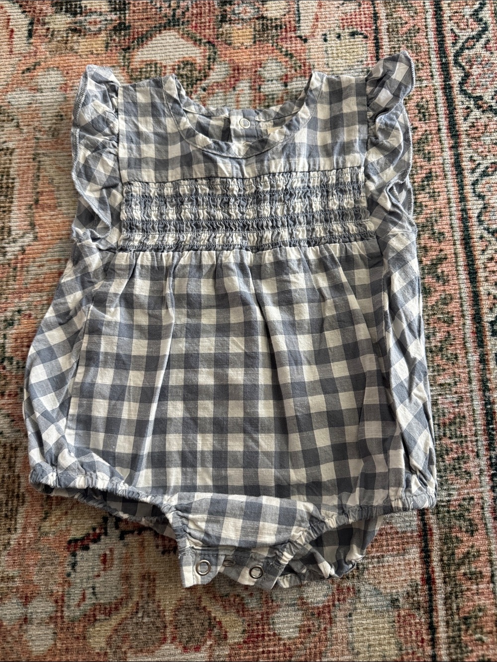 Pehr Gingham Smocked Bubble - Blue & White